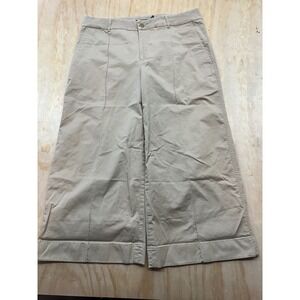 Lauren Ralph Lauren Womens Khaki Wide Leg Cropped‎ Pants Tan Size 12 Seam Front